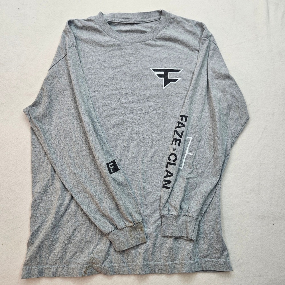 FaZe Clan Long Sleeve Shirt Mens Medium Gray Good Graphic Gaming Esports Tee